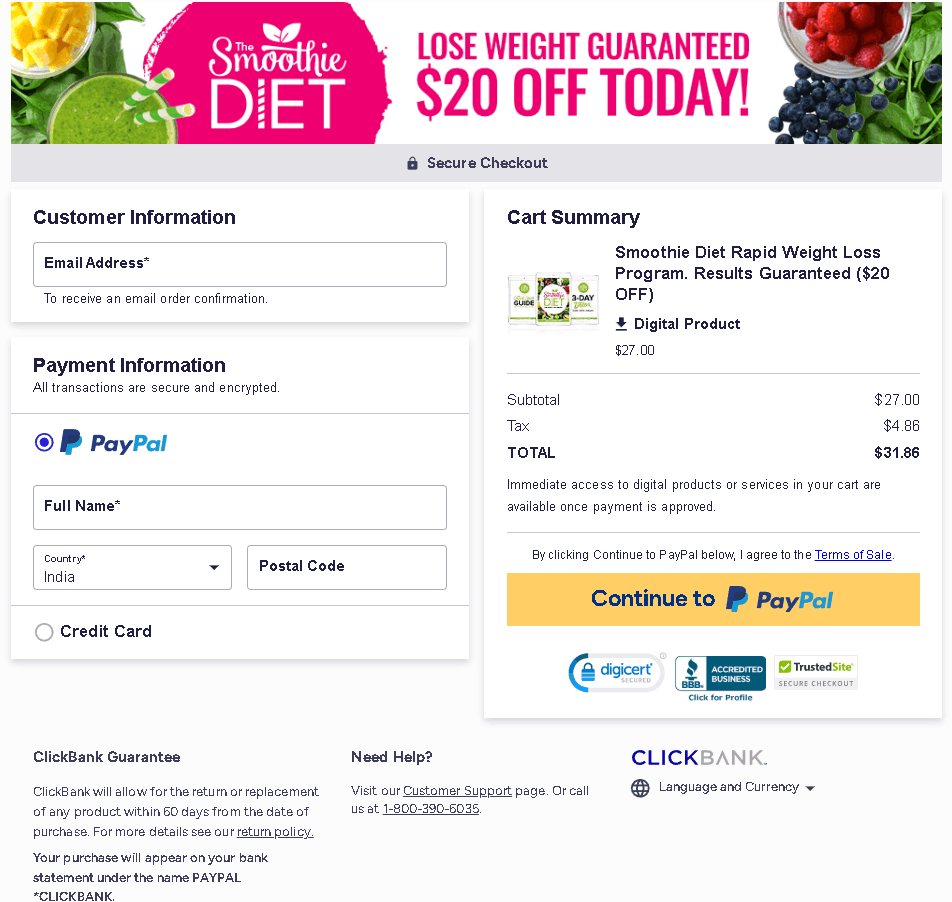 the-smoothie-diet-checkout-page